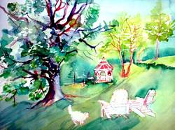 The Gazebo at Rosewood Country Inn- painting by Lily Azerad-Goldman