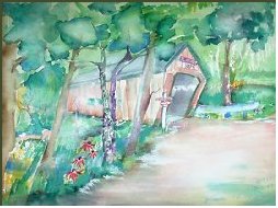 Warren covered bridge- painting by Lily Azerad-Goldman